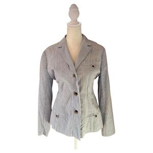 NWOT NorthStyle Seersucker Striped Blazer Small Blue/White